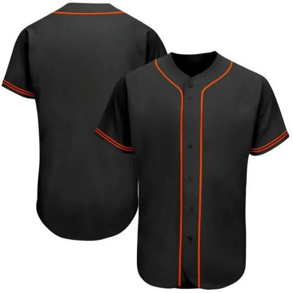 Black Button Front Baseball Jersey