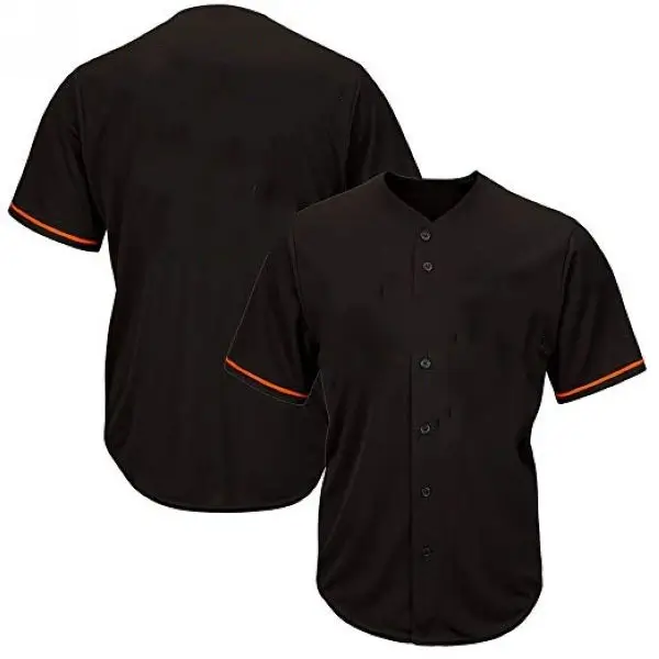 Black-Button-Front-Baseball-Jersey Black Button Front Baseball Jersey