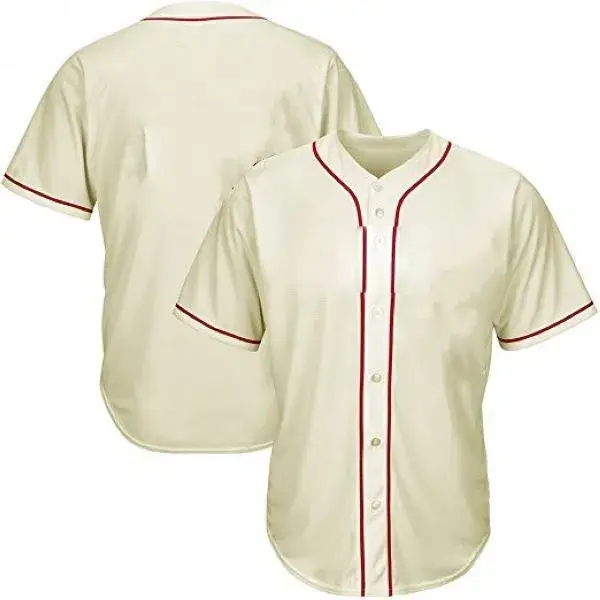 Cream-Full-Button-Baseball-Jersey Cream Full Button Baseball Jersey