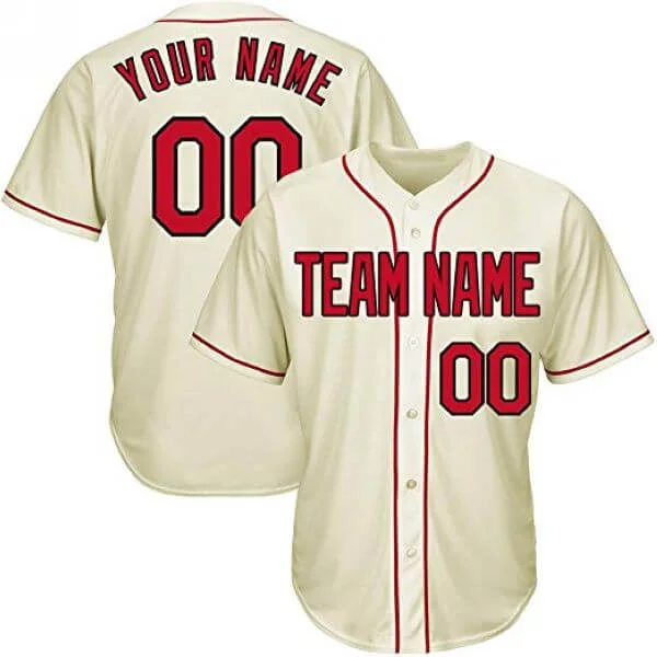 Custom-Cream-Baseball-Jersey-with-Red Custom Cream Baseball Jersey with Red