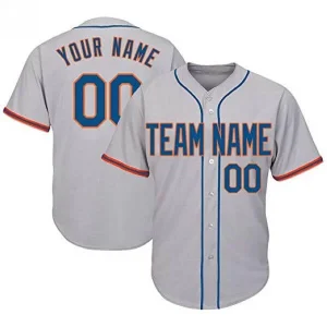 Custom-Gray-Baseball-Jersey-with-Royal Custom Gray Baseball Jersey with Royal