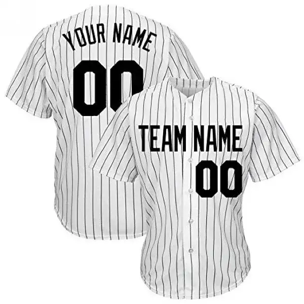 Custom-Pinstripe-Baseball-Jersey-with-Navy Custom Pinstripe Baseball Jersey with Navy