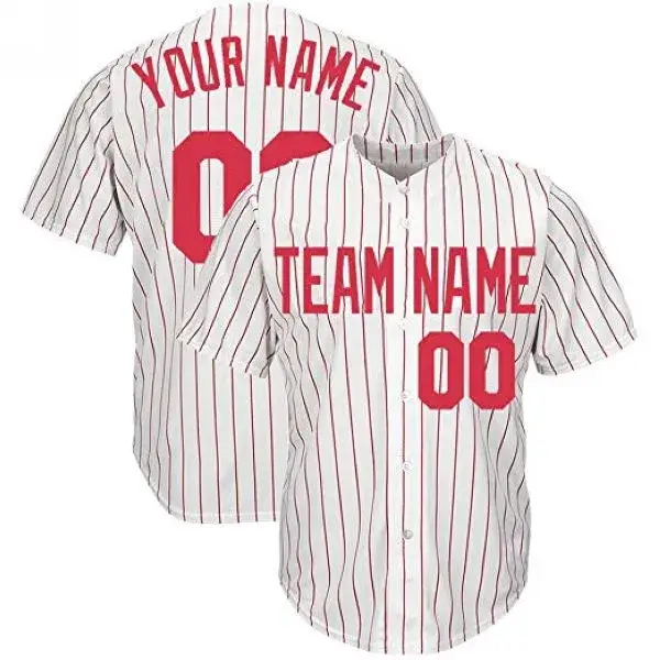 Custom-Pinstripe-Baseball-Jersey-with-Red Custom Pinstripe Baseball Jersey with Red