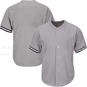 Gray-Button-Front-Baseball-Jersey Gray Button Front Baseball Jersey