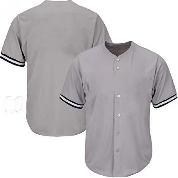 Gray-Button-Front-Baseball-Jersey Gray Button Front Baseball Jersey