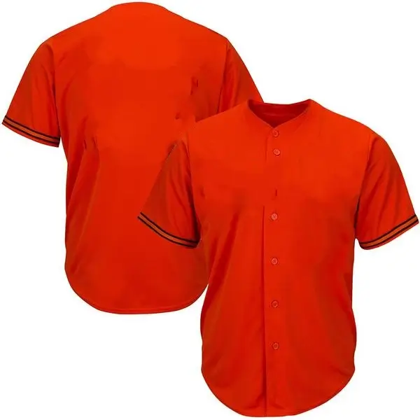 Orange-Button-Front-Baseball-Jersey Orange Button Front Baseball Jersey