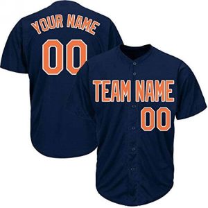 Custom Navy Baseball Jersey with Orange Custom Navy Baseball Jersey with Orange