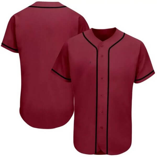 Crimson Full Button Baseball Jersey