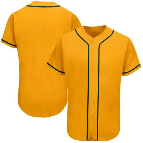 Gold-Green Full Button Baseball Jersey